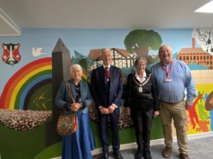 Mayor and members of wellington town council inside the kings arms community hub in Wellington