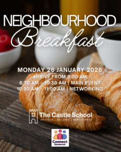 Taunton Neighbourhood Breakfast poster with date, time and location on